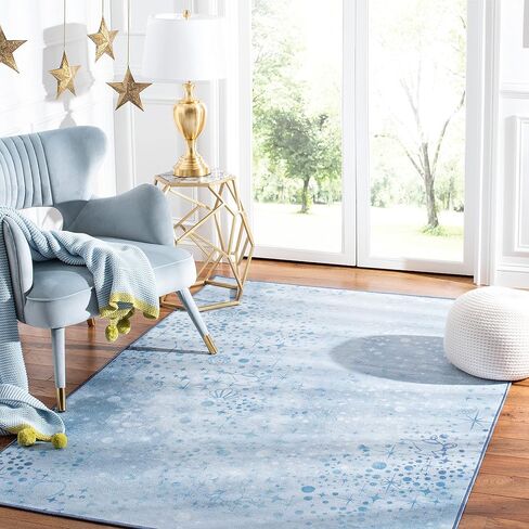 SAFAVIEH Disney Princess Collection Machine Washable Slip Resistant 3' 3" x 5' 3" Light Blue/Blue Iconic Kids Bedroom Nursery Playroom Area Rug in Saudi Arabia