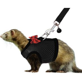 2pcs Animal Harness and Leash, Ferret Harness No Pull Soft Mesh Red Pink,S in Kuwait