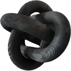 سلسلة خشبية للديكور بـ3 حلقات بقطر 6 انش، ديكور عقدة، قطعة ديكور منحوتة يدويا بلون اسود/ خشبي، طاولة القهوة، ديكور سلسلة ريفية، هدايا الام in Kuwait