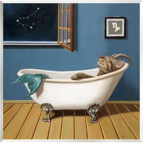 Stupell Industries Mystical Cat Mermaid Bath Capricorn Astrology Constellation Wood Wall Art, Design By Lucia Heffernan in Saudi Arabia