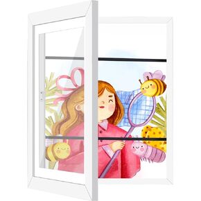 2 Pack Kids Painting Frame Changeable,Black Artwork Display Frames 8x10.5 with Mat or 9.5x12 Without Mat,Front-Opening Picture Display Frames Holds 50,Wall Frame for Kids Art Project,Drawings