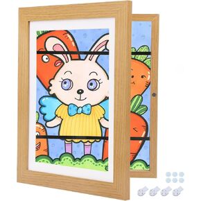 WOMEDUAL 1 Pack Kids Art Frame, Drawing Frame Storage Holds 150 Pcs for 3D Picture, Crafts, 8.5x11 Front Opening Kids Artwork Frames Changeable, White Artwork Display Storage Frame for Wall in Saudi Arabia