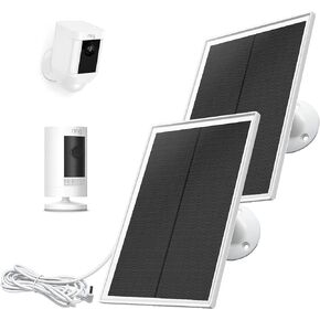 Ring Camera Solar Panel, Compatible with Ring Stick Up Cam Battery, Ring Spotlight Cam Battery, Not for Spotlight Plus/Pro, Waterproof, 6W Fast Charging, DC3.5mm Plug (2PACK)