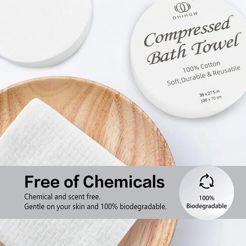 Reusable Travel Towel Compressed, Larger and Thicker Compressed Towel Tablets, Disposable Bath Towel for Camping Hiking Beach Swim(55x27 inch,6 Pack) in Kuwait