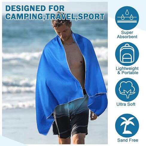 Oudain 4 Sets Quick Dry Towels 8 Pcs Drying Towels 2 Sizes Microfiber Travel Towel for Camping Beach Hiking Yoga Swim Camping Gym and Travel, with Mesh Bag in Saudi Arabia