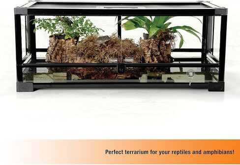 Zilla QuickBuild Terrarium، موطن الزواحف الزجاجية الأنيقة، سهل الإعداد، مناسب لجميع أنواع الزواحف الأليفة، سواء كانت البرمائيات أو الزواحف أو الثعابين أو حتى العناكب، 30 بوصة × 12 بوصة × 12 بوصة، أسود، 30 × 12 × 12 بوصة in Kuwait