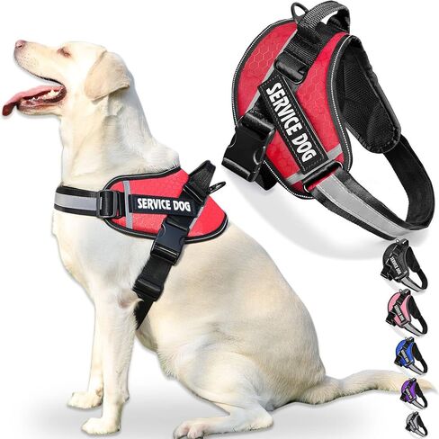BTromeshy Service Dog Vest Harness، عدم سحب الكلب تسخير مع مقبض، قابل للتعديل 3M عاكس مادة أكسفورد سترة كلب للحيوانات الأليفة للمشي في الهواء الطلق، وسهولة التحكم لسلالة صغيرة متوسطة وكبيرة in Kuwait