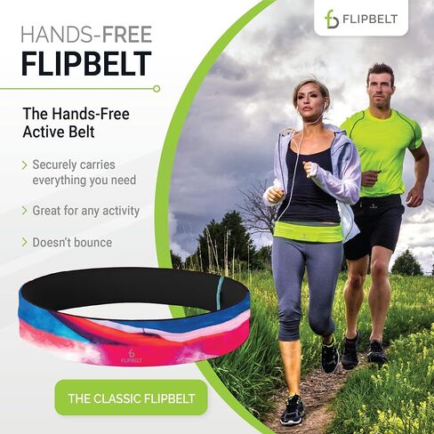 حزام الجري الكلاسيكي FlipBelt، حزمة فاني للجري للنساء والرجال، حزمة حزام خصر غير قابلة للتهيج للهاتف، حزام تخزين ماص للرطوبة، شركة أمريكية in Kuwait