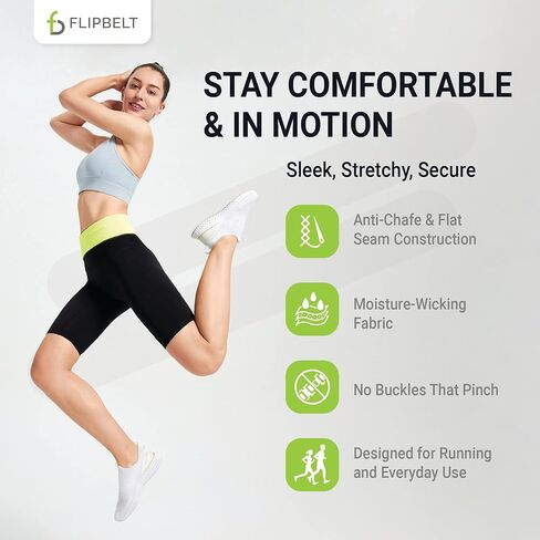 حزام الجري الكلاسيكي FlipBelt، حزمة فاني للجري للنساء والرجال، حزمة حزام خصر غير قابلة للتهيج للهاتف، حزام تخزين ماص للرطوبة، شركة أمريكية in Kuwait