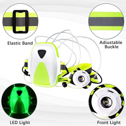 LED Reflective Running Vest USB Rechargeable Front Light,Running Lights for Runners,Safety Vest for Men/Women Running,Cycling ,Walking, High Visibility Warning LED Lights with Adjustable Elastic Belt in Kuwait