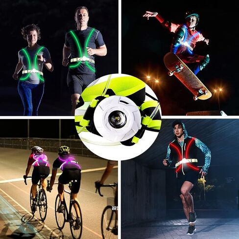 LED Reflective Running Vest USB Rechargeable Front Light,Running Lights for Runners,Safety Vest for Men/Women Running,Cycling ,Walking, High Visibility Warning LED Lights with Adjustable Elastic Belt in Kuwait