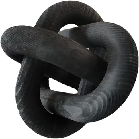 سلسلة خشبية للديكور بـ3 حلقات بقطر 6 انش، ديكور عقدة، قطعة ديكور منحوتة يدويا بلون اسود/ خشبي، طاولة القهوة، ديكور سلسلة ريفية، هدايا الام in Kuwait