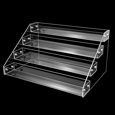 POUYRBA Acrylic Riser, 12inch 3 Tier Acrylic Risers for Display Premium Clear Perfume Organizer Easy Assemble Skincare Organizers Cupcake Stand Sturdy Acrylic Shelves for Display Decoration and in Kuwait