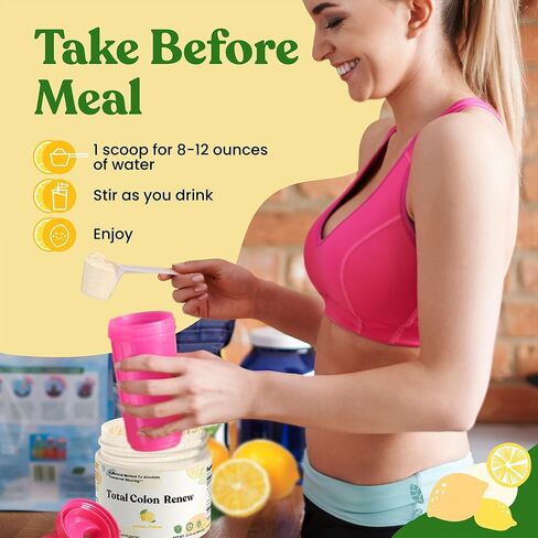 TOTAL COLON RENEW Psyllium Husk Powder Colon Cleanser - Vegan, Gluten Free, Non-GMO Fiber Supplement - Natural Colon Cleanse for Constipation Relief, Bloating Relief & Gut Health (60 Servings) in Saudi Arabia