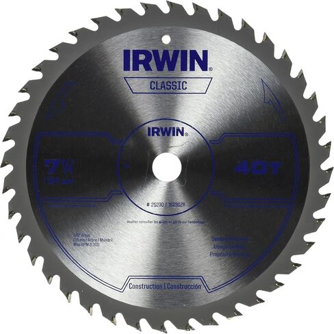 IRWIN Tools Classic Series شفرة منشار دائري سلكي من الفولاذ، 7 1/4 بوصة، 140T، .087 بوصة كيرف (11840) in Saudi Arabia
