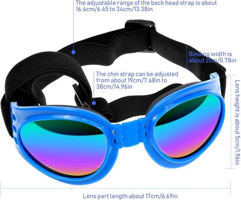 نظارات شمسية للكلاب، نظارات شمسية قابلة للتعديل للحماية من الاشعة فوق البنفسجية، حماية عين الكلب للخروج والسفر والتزلج والسباحة in Kuwait