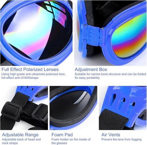 نظارات شمسية للكلاب، نظارات شمسية قابلة للتعديل للحماية من الاشعة فوق البنفسجية، حماية عين الكلب للخروج والسفر والتزلج والسباحة in Kuwait