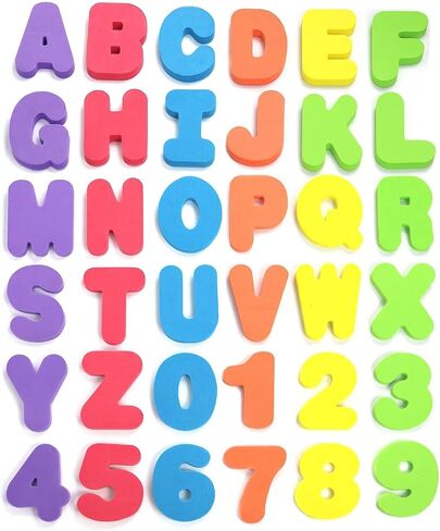 Click N’ Play 36 Piece Play Set of Bath Foam Letters & Numbers with Mesh Bag Organizer, Non Toxic & BPA Free, Colorful, Educational & Fun ABC Foam Bath & Shower Toys for Baby & Toddlers in Kuwait