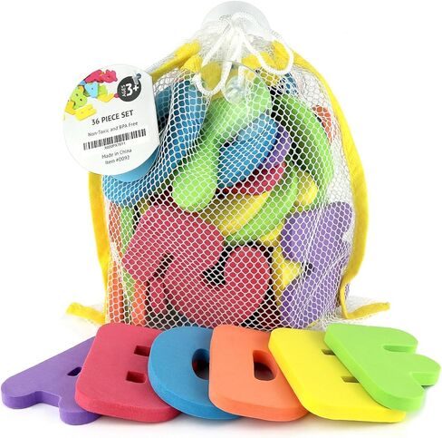 Click N’ Play 36 Piece Play Set of Bath Foam Letters & Numbers with Mesh Bag Organizer, Non Toxic & BPA Free, Colorful, Educational & Fun ABC Foam Bath & Shower Toys for Baby & Toddlers in Kuwait