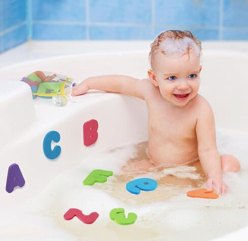 Click N’ Play 36 Piece Play Set of Bath Foam Letters & Numbers with Mesh Bag Organizer, Non Toxic & BPA Free, Colorful, Educational & Fun ABC Foam Bath & Shower Toys for Baby & Toddlers in Kuwait