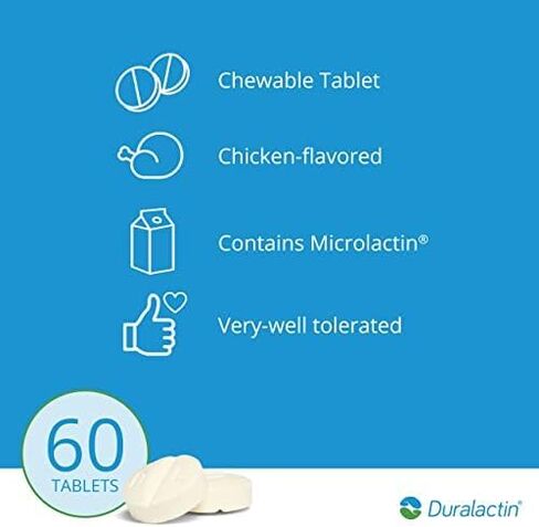 PRN Pharmacal Duralactin Canine Chewable Tablets - Joint Health Supplement for Dogs & Puppies Supports Mobility & Wellness - Tablets Containing Dried Milk Protein - Vanilla Flavor - 60 Canine Chews in Kuwait