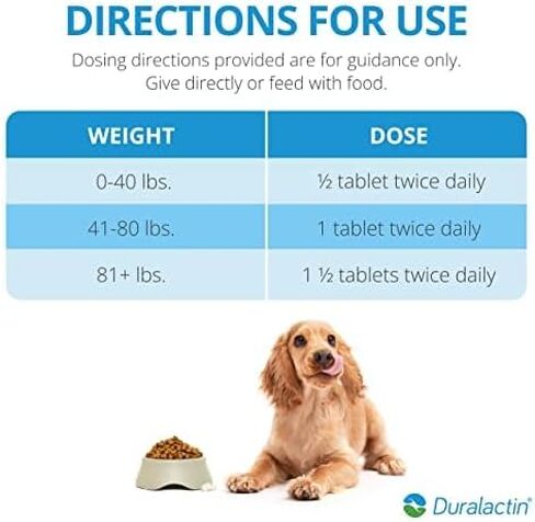 PRN Pharmacal Duralactin Canine Chewable Tablets - Joint Health Supplement for Dogs & Puppies Supports Mobility & Wellness - Tablets Containing Dried Milk Protein - Vanilla Flavor - 60 Canine Chews in Kuwait