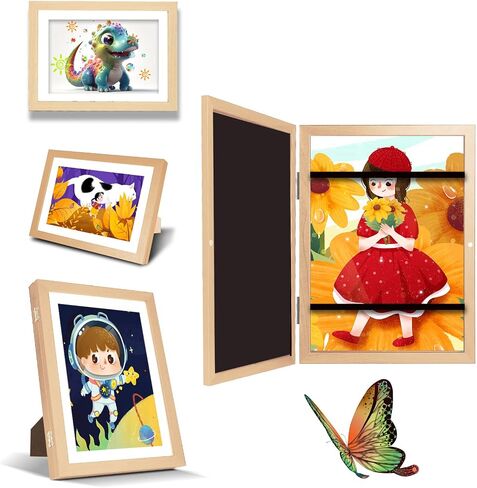 UBeesize 9.5x13 Kids Art Frame - A4 Artwork Display Kids Art Frames Front Opening Holds 50 - Changeable Picture Display 8.5x11 Without Mat and 6.1x9.6 With Mat -Storage Frames with Easel Back(White) in Saudi Arabia