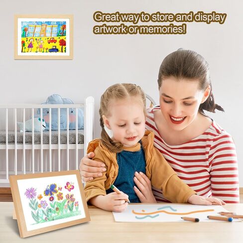 UBeesize 9.5x13 Kids Art Frame - A4 Artwork Display Kids Art Frames Front Opening Holds 50 - Changeable Picture Display 8.5x11 Without Mat and 6.1x9.6 With Mat -Storage Frames with Easel Back(White) in Saudi Arabia
