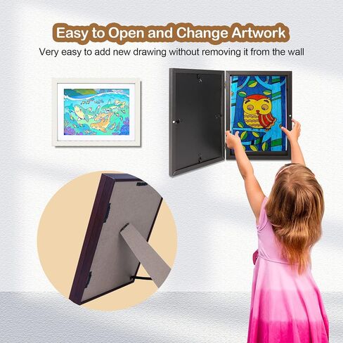 UBeesize 9.5x13 Kids Art Frame - A4 Artwork Display Kids Art Frames Front Opening Holds 50 - Changeable Picture Display 8.5x11 Without Mat and 6.1x9.6 With Mat -Storage Frames with Easel Back(White) in Saudi Arabia