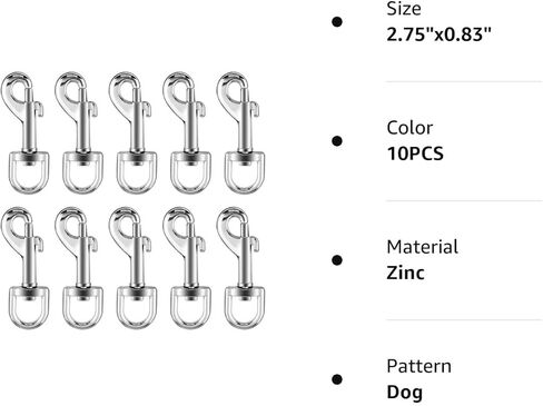 10/20Pcs Snap Hooks Heavy Duty 2.75"x0.83" Swivel Snap Hooks with Spring Pet Buckle Multipurpose Dog Leashes Key Chain for Linking Pet Leash & Collar (10PCS) in Kuwait