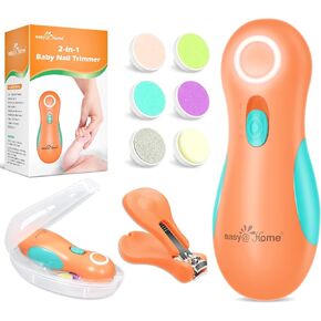 Electric Baby Nail File Trimmer: Easy@Home Safe Nail Clippers Kit - Baby Nail Clippers with 6 Grinding Heads and LED Light for Newborn Toddler Kids or Adults | Fingernails Care Trim ENT019 in Kuwait