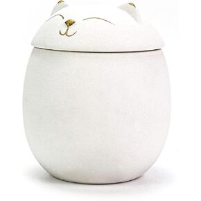 MEETPET Cat Urn Dog مقاس 3.2x2.9 و4.9x4.25. جرة للحيوانات الأليفة على شكل قطة مبتسمة مع بطاقة ذاكرة. جرة لرماد حيوانك الأليف (12 بوصة مكعبة، أسود)