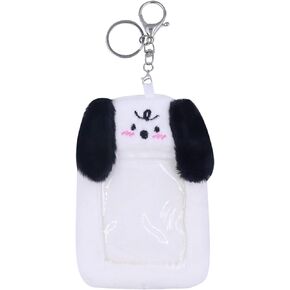 حامل بطاقات صور Kpop من القطيفة اللطيفة من JUMISEE مع سلسلة مفاتيح، صورة الدب الكرتوني والأرنب والقطط وحامل بطاقات الائتمان وحامل بطاقات الهوية والقرطاسية