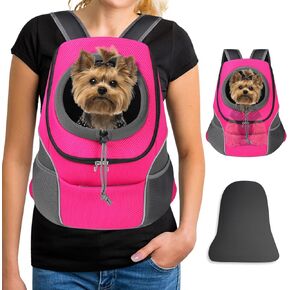 YUDODO Pet Dog Backpack Carrier Small Dog Front Carrier Pack Reflective Head Out Motorcycle Puppy Carrying Bag Backpack for Small Medium Dogs Cats Rabbits Outdoor Travel Hiking Cycling (M,Black)