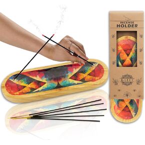 Eleet Wooden Incense Holder Burner Holder, Modern Incense Ash Catcher or Incense Stick Holder for Home Décor, 11-inch Long for Home Décor, Mango Wood (Marble White)