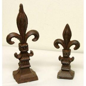 2 pc French Fleur De Lis LYS Finial Large and Small Cast Iron Decor in Saudi Arabia