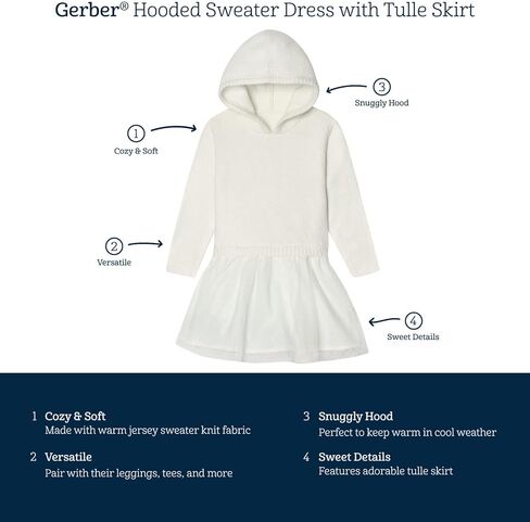 Gerber Baby and Toddler Girls Sweater Dress with Tulle Skirt in Saudi Arabia