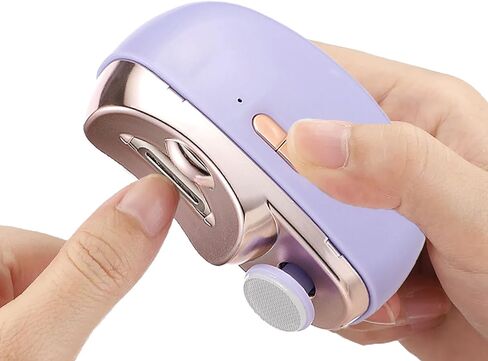 Electric Nail Clipper,Automatic Nail Trimmer,Nail File with Light & 2 Speeds,Fingernail Cutter and Manicure 2 in 1 Design.Rechargeable Safety Nail Scissors for Caregivers, Elderly, Kids.(Pink) in Kuwait