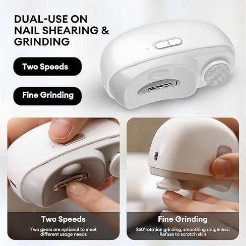 Electric Nail Clipper,Automatic Nail Trimmer,Nail File with Light & 2 Speeds,Fingernail Cutter and Manicure 2 in 1 Design.Rechargeable Safety Nail Scissors for Caregivers, Elderly, Kids.(Pink) in Kuwait