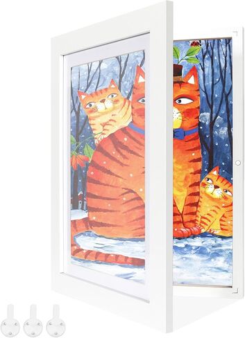 إطاران فنيان للأطفال، إطارات عمل فنية للأطفال بفتحة أمامية مقاس 8.4 × 11.8 بوصة قابلة للتغيير، تحمل 50 قطعة من إطارات الصور الفنية للأطفال مناسبة للصور ثلاثية الأبعاد والحرف اليدوية ورسم الأطفال والمحفظة (أبيض) in Kuwait