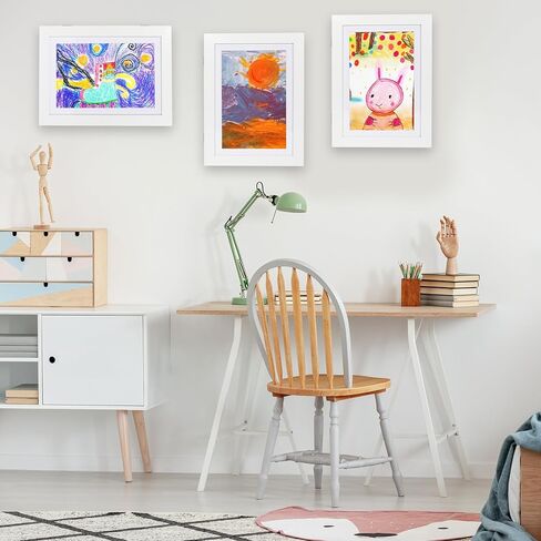 إطاران فنيان للأطفال، إطارات عمل فنية للأطفال بفتحة أمامية مقاس 8.4 × 11.8 بوصة قابلة للتغيير، تحمل 50 قطعة من إطارات الصور الفنية للأطفال مناسبة للصور ثلاثية الأبعاد والحرف اليدوية ورسم الأطفال والمحفظة (أبيض) in Kuwait