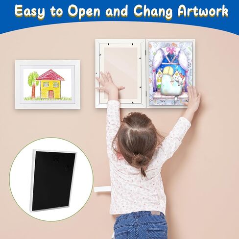 إطاران فنيان للأطفال، إطارات عمل فنية للأطفال بفتحة أمامية مقاس 8.4 × 11.8 بوصة قابلة للتغيير، تحمل 50 قطعة من إطارات الصور الفنية للأطفال مناسبة للصور ثلاثية الأبعاد والحرف اليدوية ورسم الأطفال والمحفظة (أبيض) in Kuwait