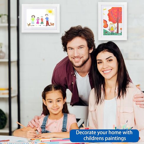 إطاران فنيان للأطفال، إطارات عمل فنية للأطفال بفتحة أمامية مقاس 8.4 × 11.8 بوصة قابلة للتغيير، تحمل 50 قطعة من إطارات الصور الفنية للأطفال مناسبة للصور ثلاثية الأبعاد والحرف اليدوية ورسم الأطفال والمحفظة (أبيض) in Kuwait