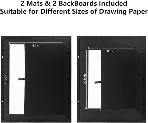 إطار فني للأطفال قابل للتغيير مقاس 10 × 12.5 من eletecpro مع زجاج عالي الدقة وسجادتين مختلفتين، إطار عمل فني للأطفال يحمل 150 ورقة من ورق A4، عرض أفقي وعمودي لفن الأطفال، أبيض in Kuwait