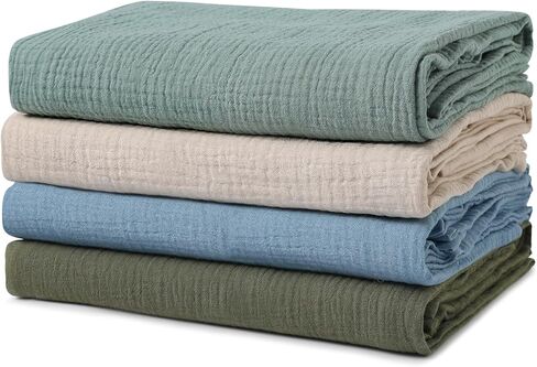 GLLQUEN BABY Muslin Swaddle Blankets for Newborn Boys, Large 40''x38'' | 3Pk, 100% cotton, ultra soft and breathable, gentle on sensitive newborn skin, Multi-use as swaddle wrap, receiving blankets in Saudi Arabia