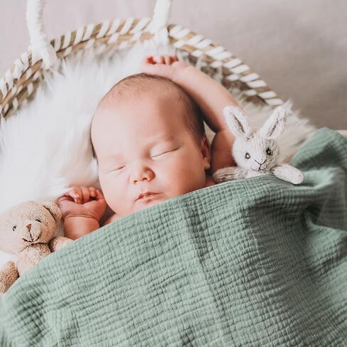GLLQUEN BABY Muslin Swaddle Blankets for Newborn Boys, Large 40''x38'' | 3Pk, 100% cotton, ultra soft and breathable, gentle on sensitive newborn skin, Multi-use as swaddle wrap, receiving blankets in Saudi Arabia
