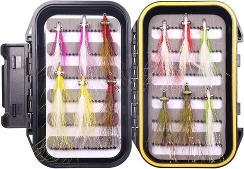 ويفريو 12 قطعة من ذباب الصيد على شكل سمكة المنوة مربوطة بخطاف من الستانلس ستيل لصيد الأسماك في المياه العذبة والملح in Kuwait