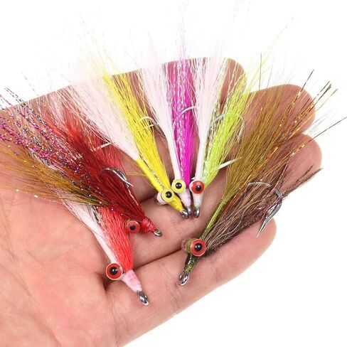 ويفريو 12 قطعة من ذباب الصيد على شكل سمكة المنوة مربوطة بخطاف من الستانلس ستيل لصيد الأسماك في المياه العذبة والملح in Kuwait