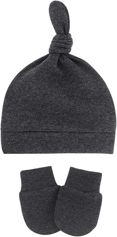 Baby Boy Hat and Mitten Set Knot Baby Beanie for Boys Newborn Hat Winter Infant Caps in Saudi Arabia