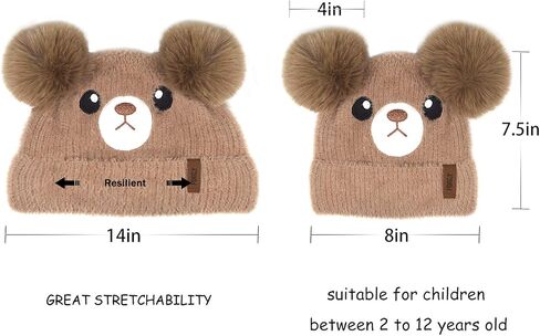 قبعات أطفال شتوية محبوكة للأطفال الصغار والبنات والأولاد، قبعة تخزين لطيفة على شكل حيوانات من الفرو الصناعي المزدوج بوم بوم in Kuwait